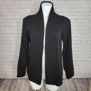 Christopher & Banks Black Beaded Cardigan Size M